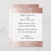 Roos Gold Faux Glitter Wedding Invitation Kaart (Voorkant / Achterkant)