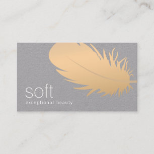 Roos Gold Feather Esthetician Skincare Grey Visitekaartje