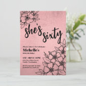 Roos Gold Floral 60e verjaardag Kaart (Staand voorkant)