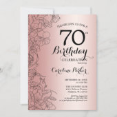 Roos Gold Floral 70e verjaardag Kaart (Voorkant)