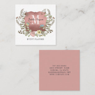 Roos Gold Floral Banner Event Planner Vierkante Visitekaartje