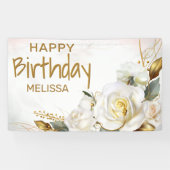 Roos Gold Floral Birthday Spandoek (Horizontaal)