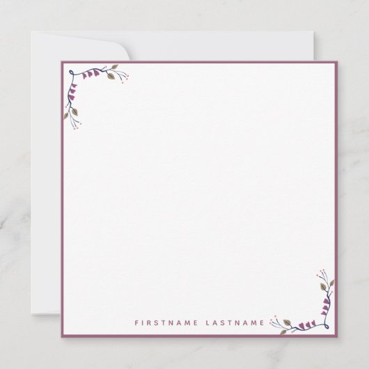 Roos Gold Floral Border Notitiekaartje (Voorkant)