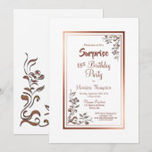 Roos Gold Floral Border Surprise 18th Birthday Kaart (Voorkant / Achterkant)