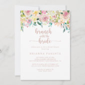 Roos Gold Floral Brunch met bride Shower Kaart (Voorkant)