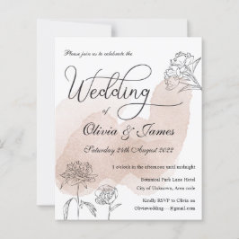 Roos Gold Floral Budget Weduwen Uitnodiging