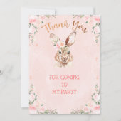 Roos Gold Floral Bunny Birthday Hartelijk dank Kaart (Achterkant)