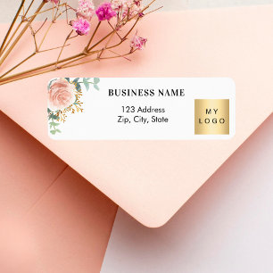 Roos Gold Floral Business logo Retouradres Etiket