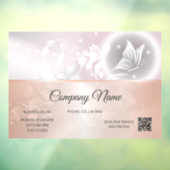 Roos Gold Floral Butterfly | QR-code openingstijde Raamsticker (Vel 3)