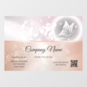 Roos Gold Floral Butterfly | QR-code openingstijde Raamsticker (Vel)