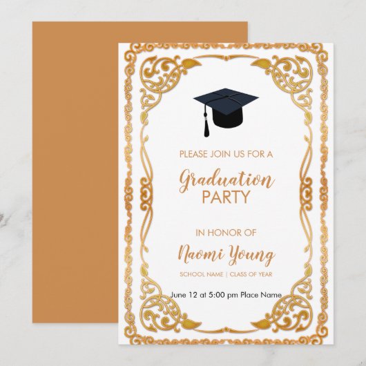 Roos Gold Floral Lijst Kaart (Voorkant / Achterkant)