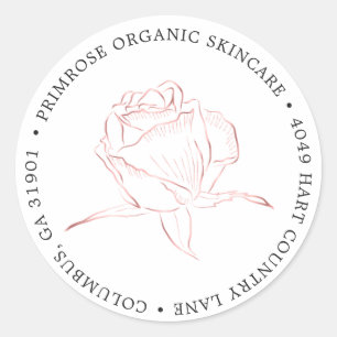 Roos Gold Floral Logo Retouradres Ronde Sticker