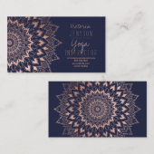 Roos gold floral mandala navy blue yoga instructeu visitekaartje (Voorkant / Achterkant)