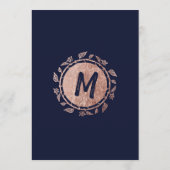 Roos Gold Floral Navy Blue Brush Menu (Achterkant)