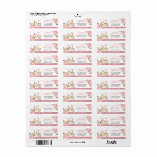 Roos Gold Floral Oerwoud Etiket (Full Sheet)