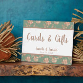 Roos Gold Floral op groene tafel Fotoplaat (Zijkant)