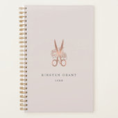 Roos Gold Floral Scissors Salon Logo Planner (Voorkant)