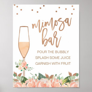 Roos Gold Floral Vrijgezellenfeest Mimosa-bord Poster