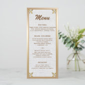 Roos Gold Floral Weddenschappen Reception Menu (Staand voorkant)