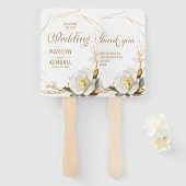 Roos Gold Floral Wedding Handwaaier (Voorkant en achterkant)
