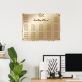 Roos Gold Floral Wedding Seating Chart Poster (Thuiskantoor)