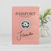 Roos Gold Florida Passport Bewaar de datum Save The Date (Staand voorkant)