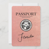 Roos Gold Florida Passport Wedding Invitation Kaart (Achterkant)