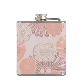 Roos Gold Flower Pattern & Monogram Heupfles (Achterkant)