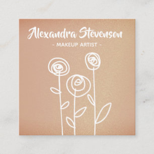Roos Gold Flowers Easy Drawing Vierkante Visitekaartje