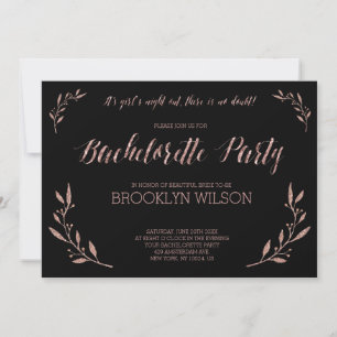 Roos Gold Foil Bachelorette Party nodigt Black uit Kaart