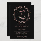 Roos Gold Foil Bespaar de datumkaarten met zwarte  Save The Date (Voorkant / Achterkant)