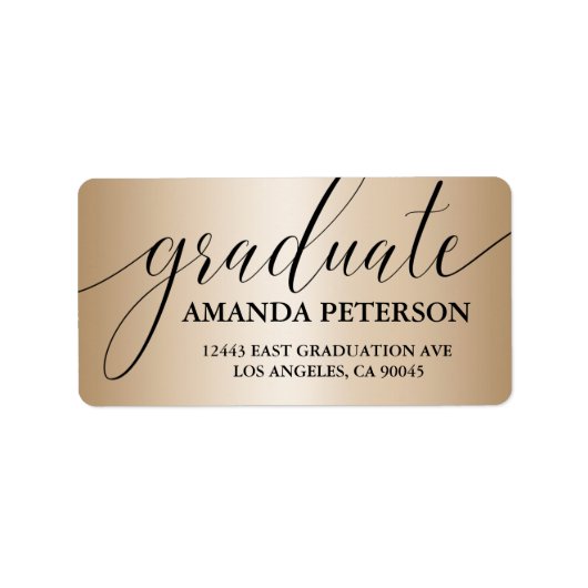 Roos Gold Foil Black Luxury Typografie Afstuderen Etiket (Voorkant)