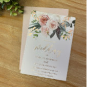 Roos Gold Foil & Blush Flowers Weddenschap Folie Uitnodiging