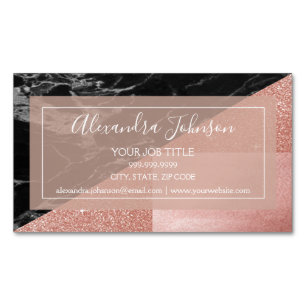 Roos Gold Foil   Blush roze en Black Geometric Magnetisch Visitekaartje