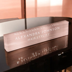 Roos Gold Foil   Blush roze Folie Moderne Naambordje