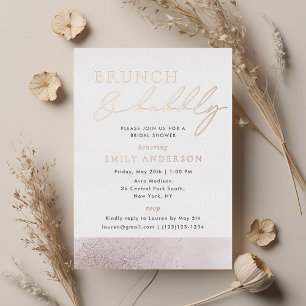Roos Gold Foil Bridal Brunch en Bubble Folie Uitnodiging
