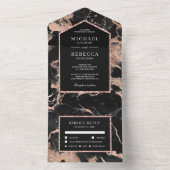 Roos Gold Foil bruiloft  All In One Uitnodiging (Binnen)