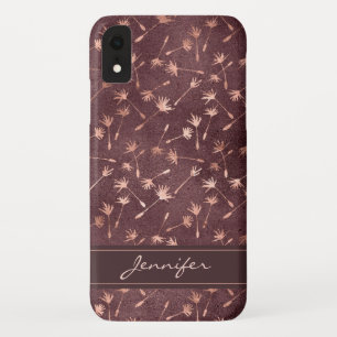 Roos Gold Foil - Burgundy Pattern - Voeg Jouw naam iPhone XR Hoesje
