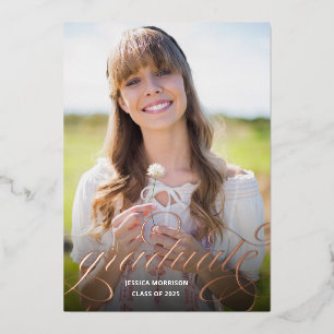 Roos Gold Foil Calligrafie Fotografie GraduPartij Folie Uitnodiging