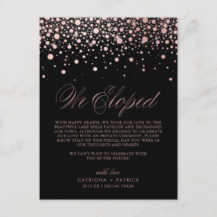 Roos Gold Foil Confetti Black Weddenschap Elopemen Aankondigingskaart