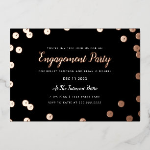 Roos Gold Foil Confetti Engagement Party nodigt ui Folie Uitnodiging