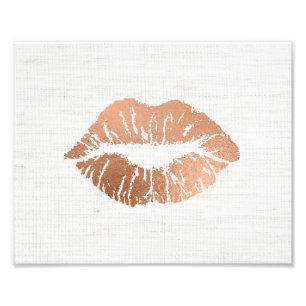 Roos Gold Foil-effect Luscious Lips Wedding Foto Afdruk