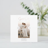 Roos Gold Foil Effect Script De datum Kaart opslaa (Staand voorkant)