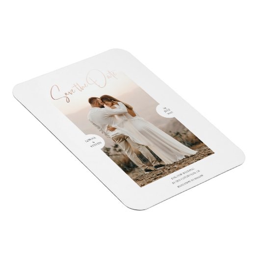 Roos Gold Foil Effect Script De datum Kaart opslaa Magneet (Rechterzijde)
