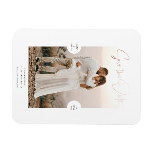 Roos Gold Foil Effect Script De datum Kaart opslaa Magneet (Horizontaal)