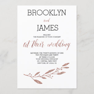 Roos Gold Foil Effect Wedding Invite Kaart