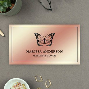 Roos Gold Foil Elegant Black Butterfly Visitekaartje