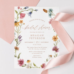 Roos Gold Foil Elegant Wildflower Vrijgezellenfees Folie Uitnodiging