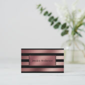 Roos Gold Foil en Black Striped Pattern Visitekaartje (Staand voorkant)