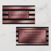Roos Gold Foil en Black Striped Pattern Visitekaartje (Voorkant / Achterkant)